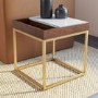Square Gold and Marble Side Table with Storage - Zola