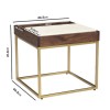 Square Solid Wood and Marble Side Table with Tray - Zola