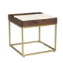 Square Gold and Marble Side Table with Storage - Zola