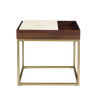 Square Solid Wood and Marble Side Table with Tray - Zola