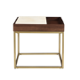 Square Gold and Marble Side Table with Storage - Zola