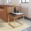 Square Solid Wood and Marble Side Table with Tray - Zola