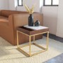Square Gold and Marble Side Table with Storage - Zola