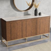 Solid Wood 3 Door Sideboard with Marble Top - Zola