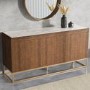 Solid Wood 3 Door Sideboard with Marble Top - Zola