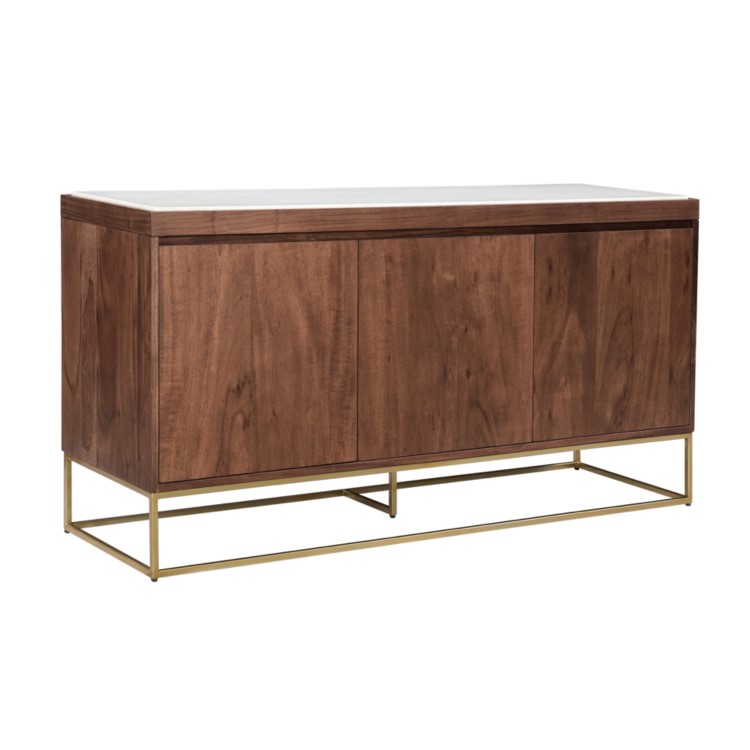 Solid Wood 3 Door Sideboard with Marble Top - Zola