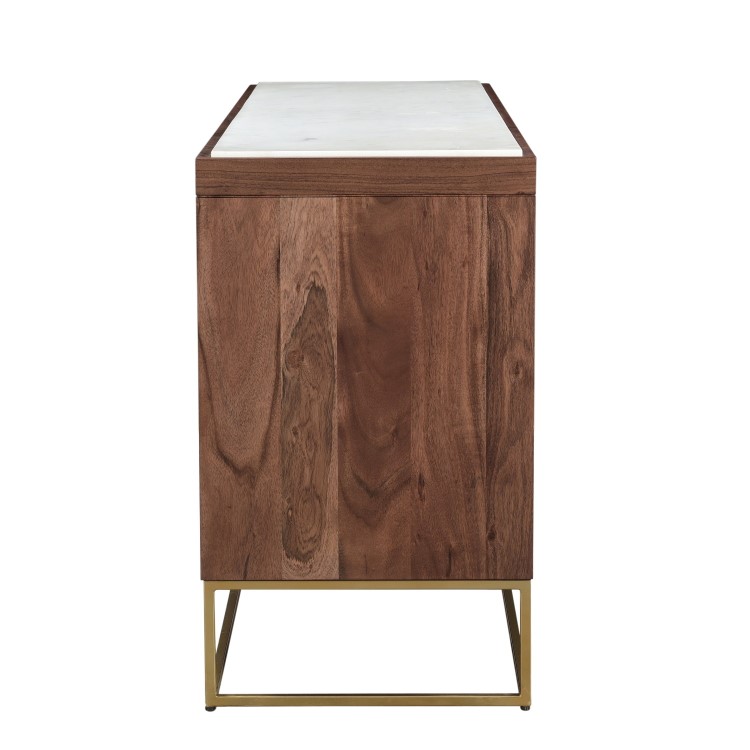 Solid Wood 3 Door Sideboard with Marble Top - Zola