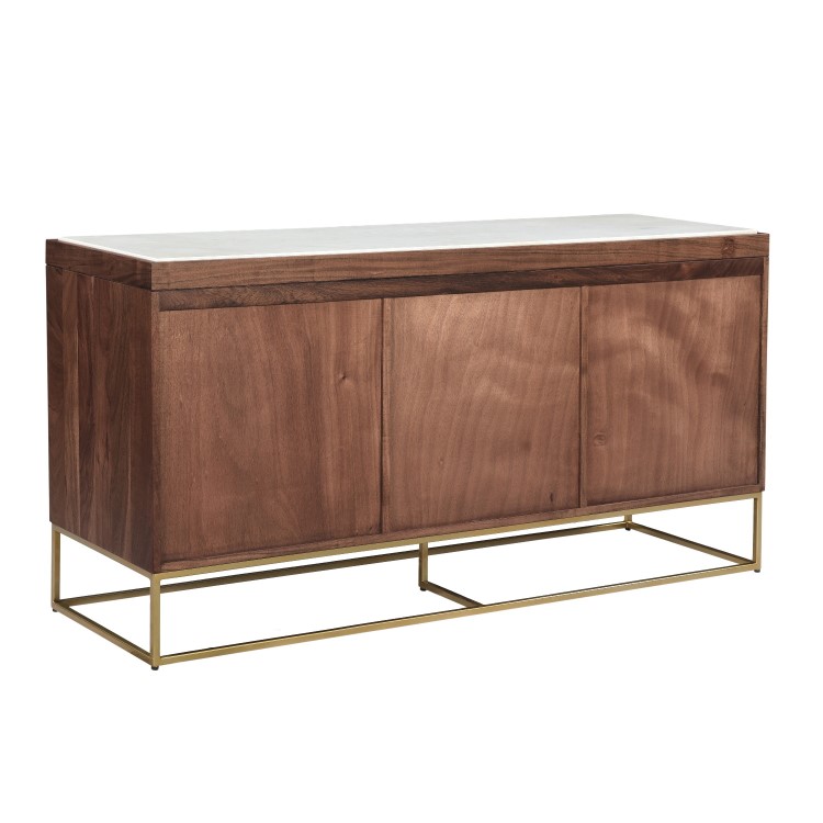 Solid Wood 3 Door Sideboard with Marble Top - Zola