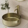 GRADE A1 - Stainless Steel Brass Round Countertop Basin 400mm - Zorah