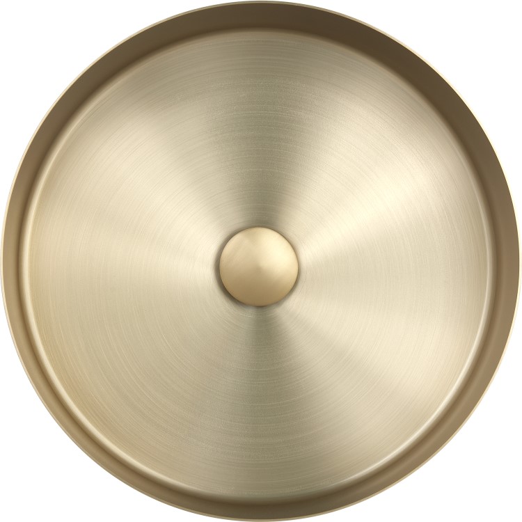 GRADE A1 - Stainless Steel Brass Round Countertop Basin 400mm - Zorah