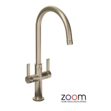 Zoom ZP1068 Linear Style Twin Lever Monobloc Brushed Nickel Tap