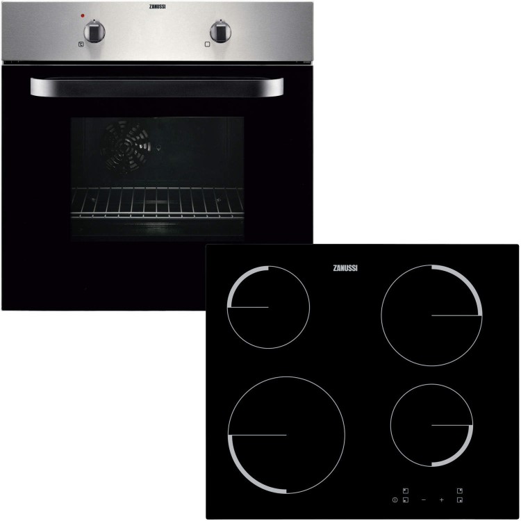 Zanussi ZPVF4130X Electric Fan Oven And Ceramic Hob Pack Stainless Steel