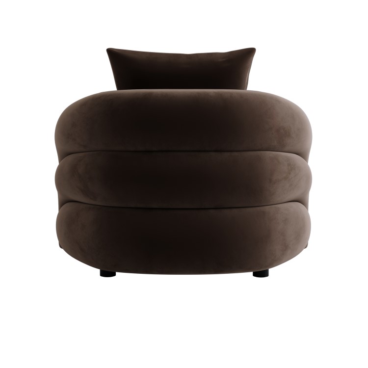 Modern Brown Velvet Armchair with Cushion - Zuri