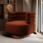 Burnt Orange Velvet Modern Swivel Armchair - Zora