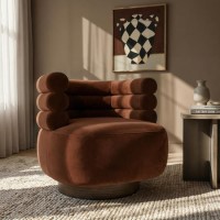 Rust Brown Velvet Modern Swivel Accent Chair - Zora
