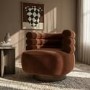 Rust Brown Velvet Modern Swivel Armchair - Zora