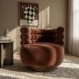 Rust Brown Velvet Modern Swivel Armchair - Zora