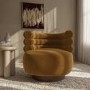 Caramel Brown Velvet Modern Swivel Armchair - Zora