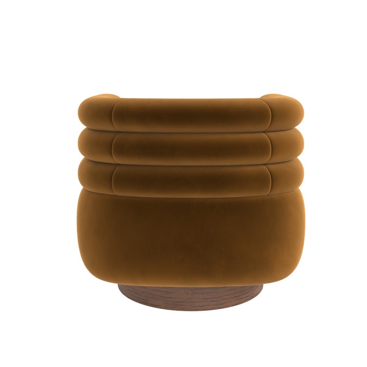 Caramel Brown Velvet Modern Swivel Armchair - Zora