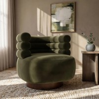 Green Velvet Modern Swivel Accent Chair - Zora