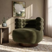 Green Velvet Modern Swivel Armchair - Zora
