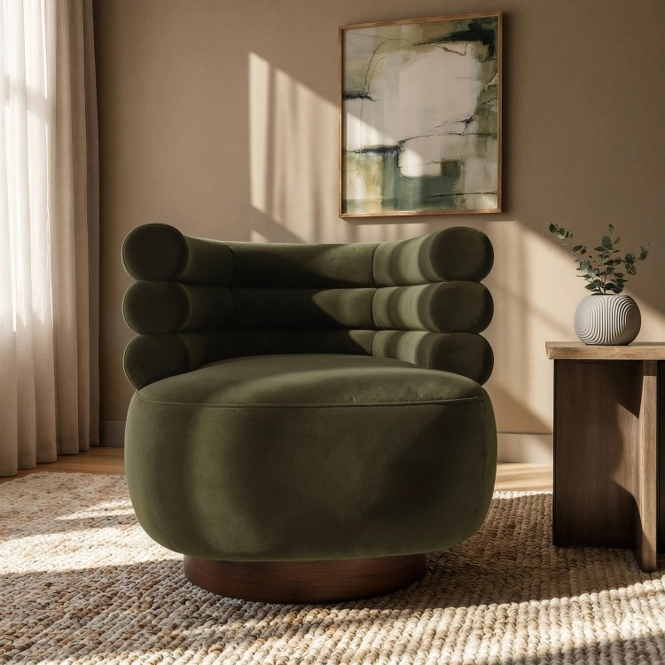 Green Velvet Modern Swivel Accent Chair - Zora