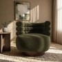 Green Velvet Modern Swivel Armchair - Zora