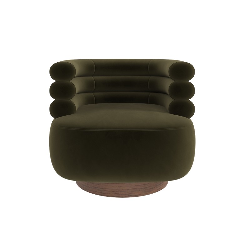 Green Velvet Modern Swivel Armchair - Zora
