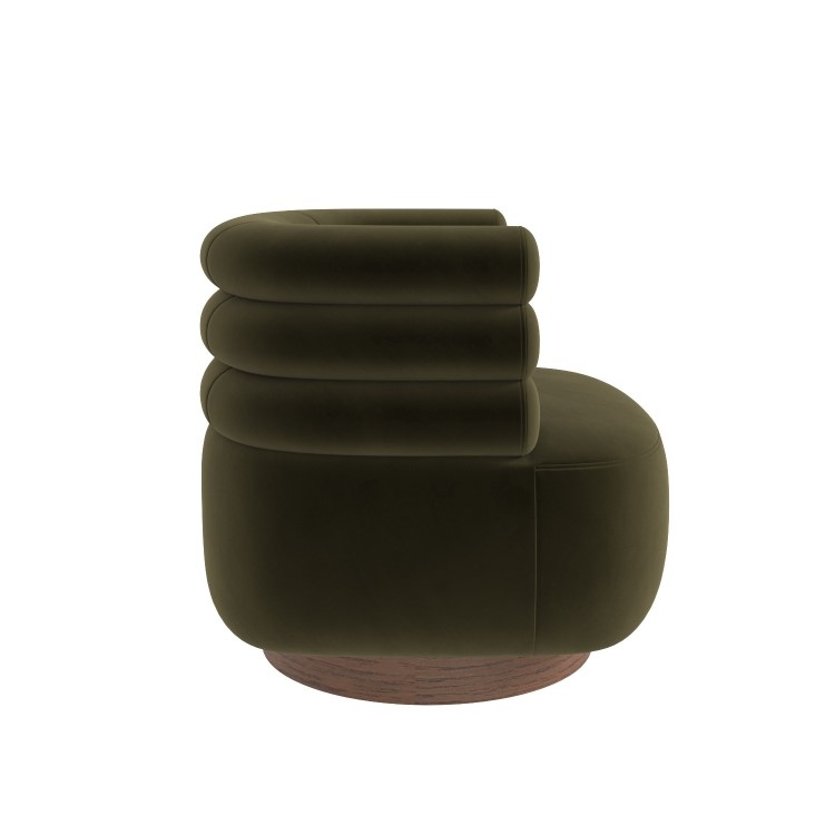 Green Velvet Modern Swivel Armchair - Zora