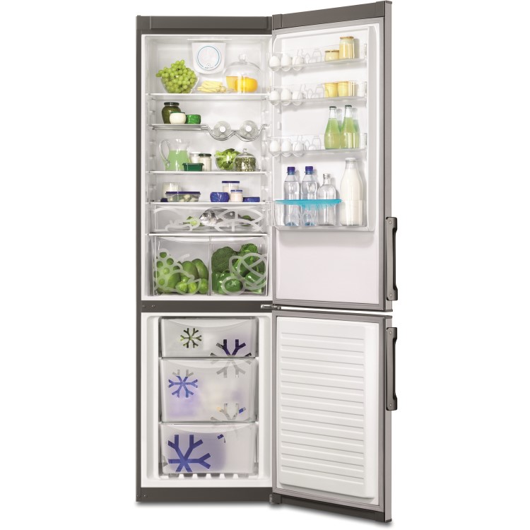 Zanussi ZRB38426XV 201x60cm 357L 60-40 Frost Free Freestanding Fridge Freezer - Antifingerprint Stai