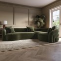 ZRI004 Green Velvet Right Hand Facing 4 Seater Curved Corner Sofa - Zuri