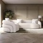 Cream Boucle Left Hand Facing 4 Seater Curved Corner Sofa - Zuri
