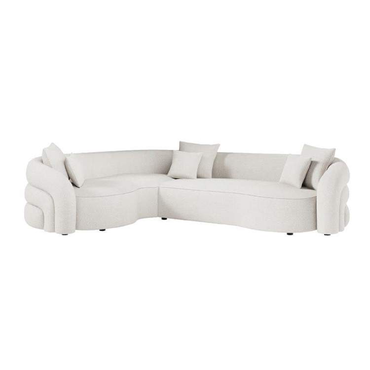 Cream Boucle Left Hand Facing 4 Seater Curved Corner Sofa - Zuri