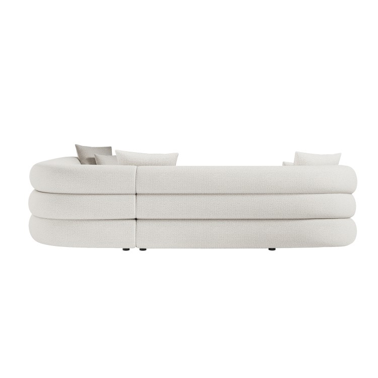 Cream Boucle Left Hand Facing 4 Seater Curved Corner Sofa - Zuri