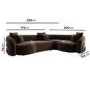 Brown Velvet Right Hand Facing 4 Seater Curved Corner Sofa - Zuri