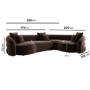 Brown Velvet Right Hand Facing 4 Seater Curved Corner Sofa - Zuri