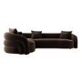 Brown Velvet Right Hand Facing 4 Seater Curved Corner Sofa - Zuri
