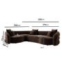 Brown Velvet Left Hand Facing 4 Seater Curved Corner Sofa - Zuri