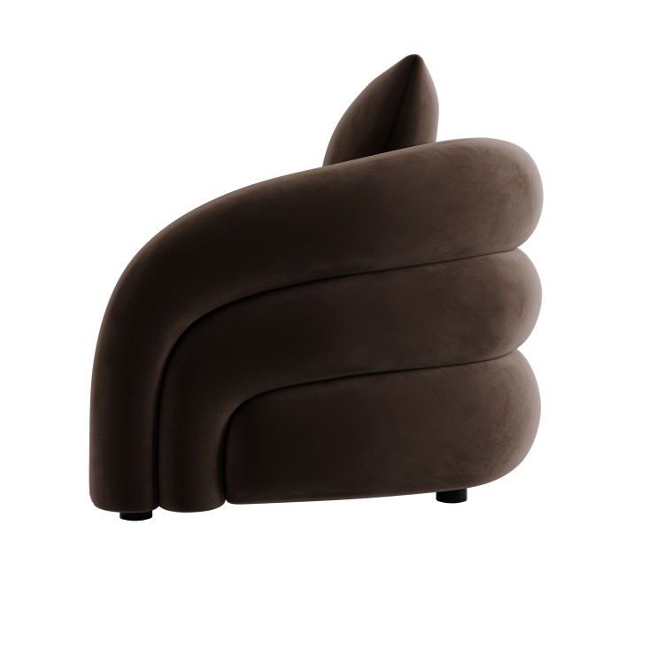 Brown Velvet Accent Chair with Cushion - Zuri
