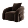 Brown Velvet Accent Chair with Cushion - Zuri