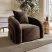 Brown Velvet Armchair with Cushion - Zuri