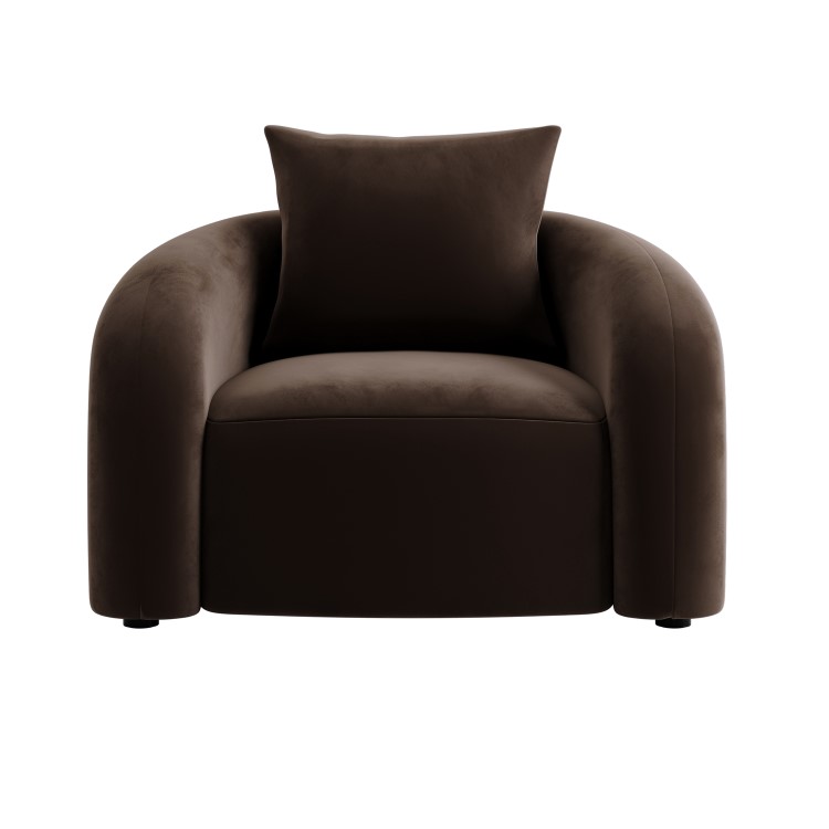 Brown Velvet Accent Chair with Cushion - Zuri