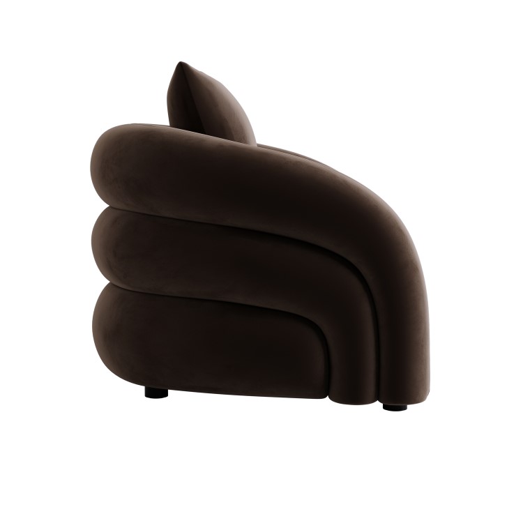Brown Velvet Accent Chair with Cushion - Zuri
