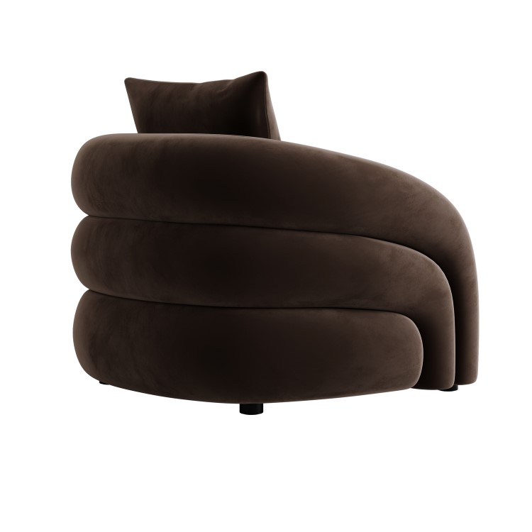Brown Velvet Accent Chair with Cushion - Zuri