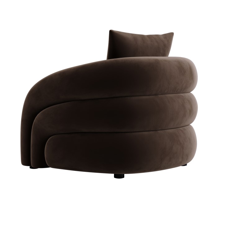 Brown Velvet Accent Chair with Cushion - Zuri
