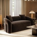 ZRI010 Brown Velvet Modern Curved 3 Seater Sofa - Zuri 