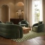 Green Velvet Modern Curved 3 Seater Sofa - Zuri 