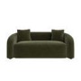Green Velvet Modern Curved 3 Seater Sofa - Zuri 
