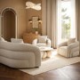 Cream Boucle Modern Curved 3 Seater Sofa - Zuri 