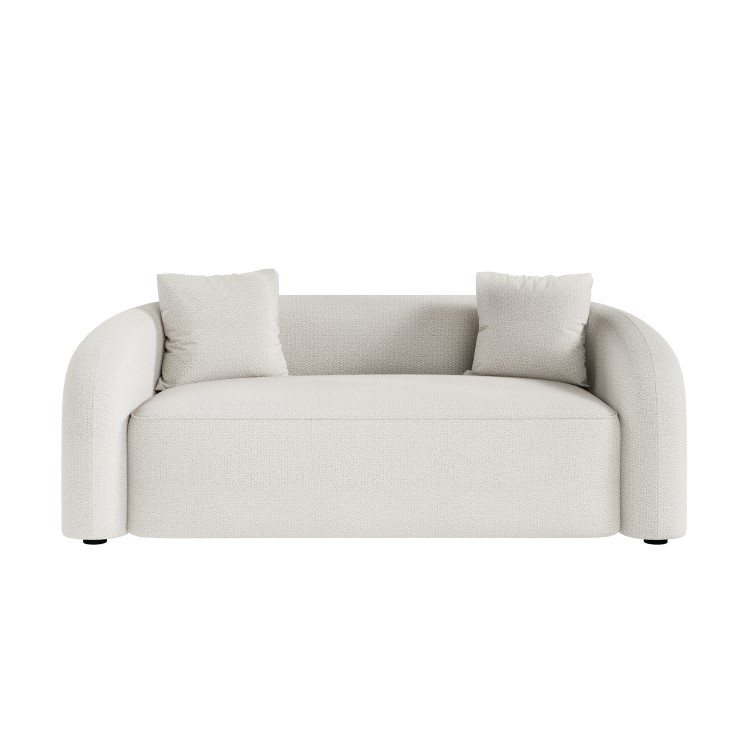 Cream Boucle Modern Curved 3 Seater Sofa - Zuri 